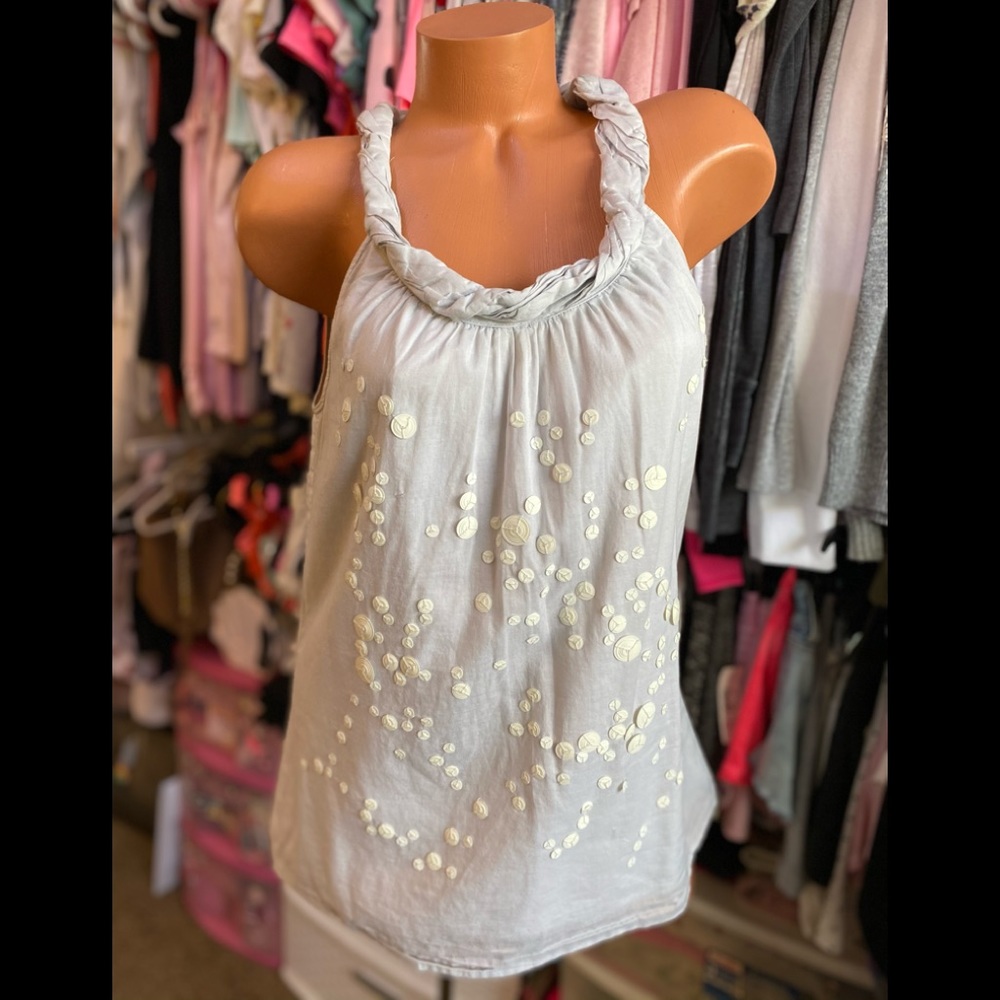 5 for $15! Ann Taylor Soft Gray Embellished Sleeveless Top Size M